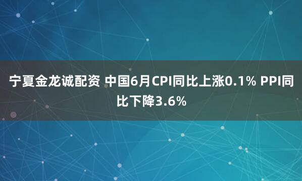 宁夏金龙诚配资 中国6月CPI同比上涨0.1% PPI同比下降3.6%